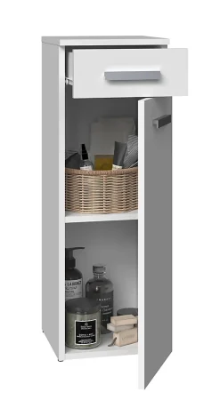 JOKKE - Meuble salle de bain 1 porte + 1 tiroir - 30x30x85cm - Colonne basse rangement SDB