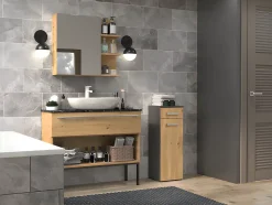 JOKKE - Meuble salle de bain 1 porte + 1 tiroir - 30x30x85cm - Colonne basse rangement SDB