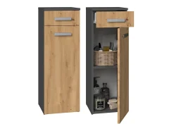 JOKKE - Meuble salle de bain 1 porte + 1 tiroir - 30x30x85cm - Colonne basse rangement SDB