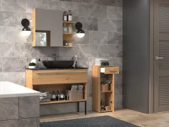 JOKKE - Meuble salle de bain 1 porte + 1 tiroir - 30x30x85cm - Colonne basse rangement SDB