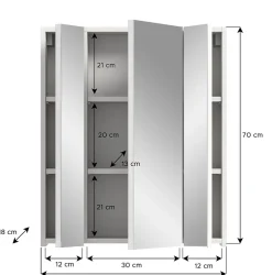 Kai - Armoire de toilette (L/H/P : 60x70x18 cm) en imitation blanc