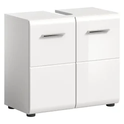 Kai - Armoire sous lavabo (L/H/P : 60x54x32 cm) en mélaminé blanc