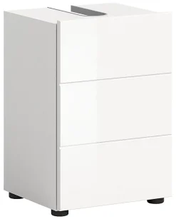Kai - Meuble sous-lavabo (L/H/P : 38x56x34 cm) en blanc mélaminé et blanc brillant thermoformé