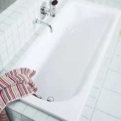 Kaldewei Eurowa Baignoire rectangulaire avec pieds 140x70 cm acier émaillé, Blanc alpin (119500010001-SET)