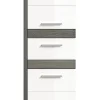 Kaleb - Colonne basse en mélaminé blanc et argenté (L/H/P : 35x137x31 cm)