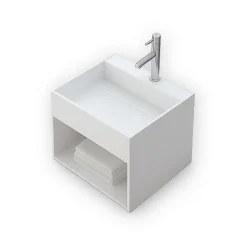 KARAE - Lave-mains carré suspendu - Design Elégant et Raffiné - Solide et Robuste - Entretien Facile - Blanc - 33 x 33 x 25 cm