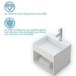 KARAE - Lave-mains carré suspendu - Design Elégant et Raffiné - Solide et Robuste - Entretien Facile - Blanc - 33 x 33 x 25 cm
