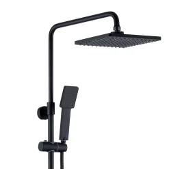 Kibath Colonne de douche thermostatique carrée 83-120 cm finition NOIR mat en laiton