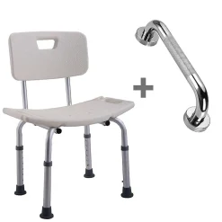 Kibath Pack chaise de douche et poignée de sécurité, finition chrome brillant, ABS