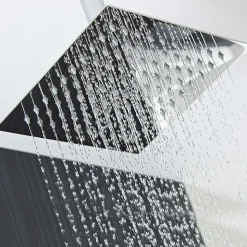 Kibath Pommeau de douche carré 20x20 cm, finition chrome poli, en laiton