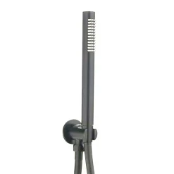 Kibath Robinet de douche encastré, douchette murale ronde monocommande, finition GUN METAL mat, en laiton