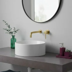 Kibath Robinet de lavabo monocommande encastré avec finition or brossé en laiton
