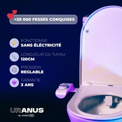Kit Complet Toilette WC Japonaise Autonettoyante Robinet 3 Voies Inclu (Brevet Déposé) - Bidet Japonais Jet réglable