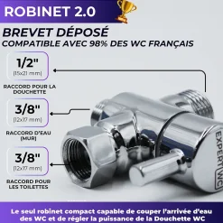 Kit Complet Toilette WC Japonaise Autonettoyante Robinet 3 Voies Inclu (Brevet Déposé) - Bidet Japonais Jet réglable