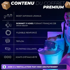 Kit Complet Toilette WC Japonaise Autonettoyante Robinet 3 Voies Inclu (Brevet Déposé) - Bidet Japonais Jet réglable