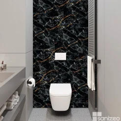 Kit de 2 Panneaux d'Habillage Décoratif Mural Douche, L120xl120x0.4 cm, finition marbre gris, Promise KOBERTIN