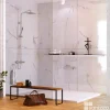 Kit de 2 Panneaux d'Habillage Décoratif Mural Douche, L120xl120x0.4 cm, finition marbre blanc, Mud White KOBERTIN