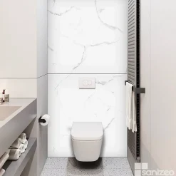 Kit de 2 Panneaux d'Habillage Décoratif Mural Douche, L120xl120x0.4 cm, finition marbre blanc, Mud White KOBERTIN