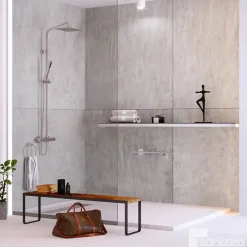 Kit de 2 Panneaux d'Habillage Décoratif Mural Douche, L120xl120x0.4 cm, finition béton, Urban Concrete KOBERTIN