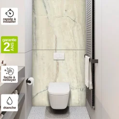 Kit de 2 Panneaux Habillage WC suspendu , L120xl120x0.4 cm, finition marbre beige, Sabana KOBERTIN