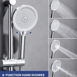 Kit de douche , Douchette 4 Fonctions, SOFETIY MAX Ensemble de Douche Design Réglable en Hauteur, Pommeau de douche, barre