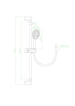 Kit de douche avec barre + douchette 3 jets, cuivré, Essebagno Luisa