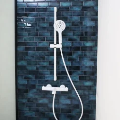 Kit de douche avec barre + douchette 3 jets, blanc, Essebagno Luisa
