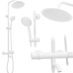 Kit de douche avec thermostat Lungo White Matt