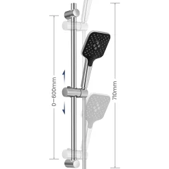 Kit de douche, Douchette 3 Fonctions, SOFETIY MAX Ensemble de Douche Design Réglable en Hauteur, Pommeau de douche, barre