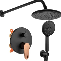 Kit De Douche Encastré Rea Mild Black Rose Gold 17X22X37Cm + Box
