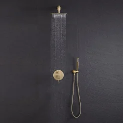 Kit De Douche Encastré Rea Lungo Brush Gold 17X16X36,5Cm + Box