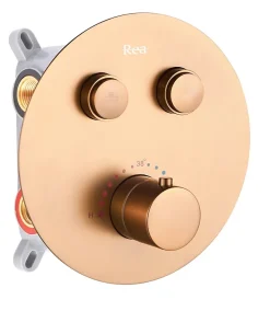 Kit De Douche Encastré Rea Lungo Thermostat Brush Copper 36,5X17X25Cm + Box