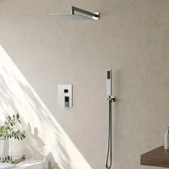 Kit De Douche Encastré Rea Fenix Chrome 40X13X40Cm + Box