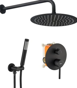 Kit De Douche Encastré Rea Lungo Black 17X16X36,5Cm + Box