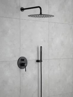 Kit De Douche Encastré Rea Lungo Black 17X16X36,5Cm + Box