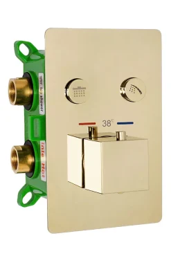 Kit De Douche Encastré Rea Fenix-Davis Thermostat Gold 55X30X40Cm + Box