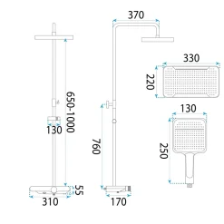 Kit De Douche Rea Bari White 37X31X100Cm
