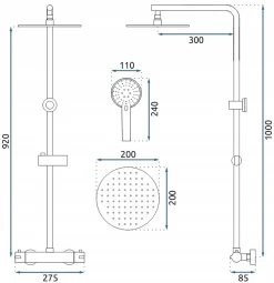 Kit De Douche Rea Bliss Thermostat Brush Gold 38,5X27,5X100Cm