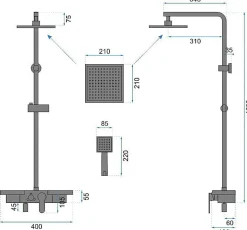 Kit De Douche Rea Bravo Gold 45X40X105Cm
