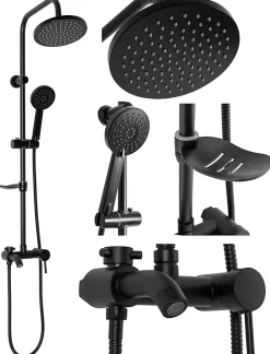 Kit De Douche Rea Luis Black 45X21X100Cm