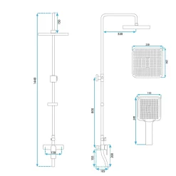 Kit De Douche Rea My2021-77B Argus Black 44X23X144Cm