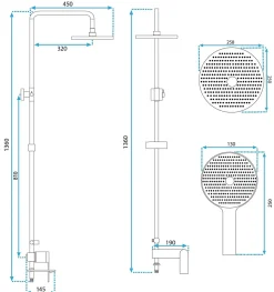 Kit De Douche Rea My2102-78C Veneta Chrome 19X25X136Cm