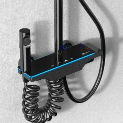 Kit De Douche Rea Savio Led Black 13X28X120Cm