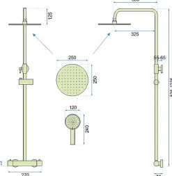 Kit De Douche Rea Vincent Thermostat Gold 27,5X27X123,5Cm