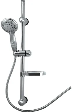 Kit de douche sans robinetterie avec douchette 3 jets + flexible + barre réglable, chrome, Edouard Rousseau Stop