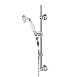 Kit de douche sans robinetterie avec douchette 1 jet + flexible + barre réglable GoodHome Etel argent