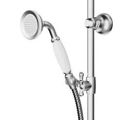 Kit de douche sans robinetterie avec douchette 1 jet + flexible + barre réglable GoodHome Etel argent