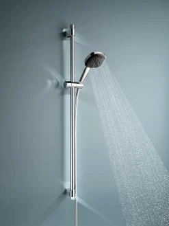 Kit de douche sans robinetterie avec douchette + flexible + barre chrome, Grohe Vitalio Comfort 100