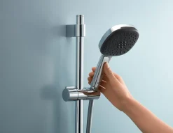 Kit de douche sans robinetterie avec douchette + flexible + barre chrome, Grohe Vitalio Comfort 100