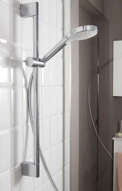 Kit de douche sans robinetterie avec douchette 3 jets + flexible + barre réglable Hansgrohe Croma Select S Vario